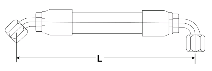 Como medir mangueira hidráulica com terminais curvos nas duas pontas