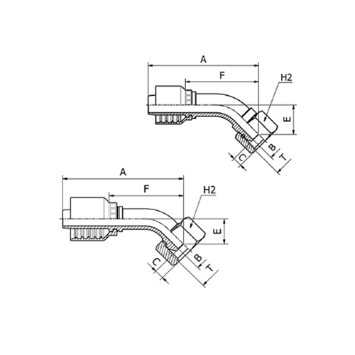 Terminal OPF 45° Fêmea Gir. BSPP 60° 3