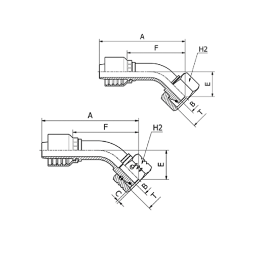 Terminal OPF 45° Fêmea Gir. DKO Pesado 3