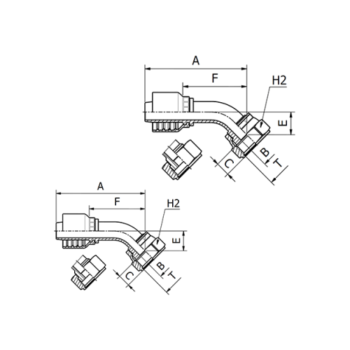 Terminal OPF 45° Fêmea Gir. ORFS 2