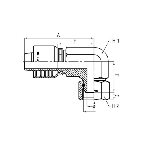 Terminal OPF 90° Compacto Fêmea Gir. BSPP 60° 3