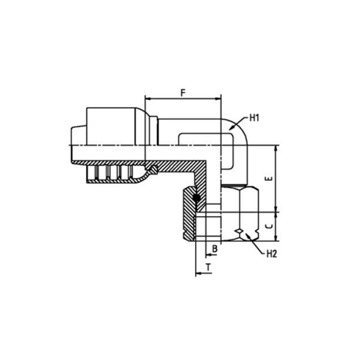 Terminal OPF 90° Compacto Fêmea Giratória JIC 37° 3