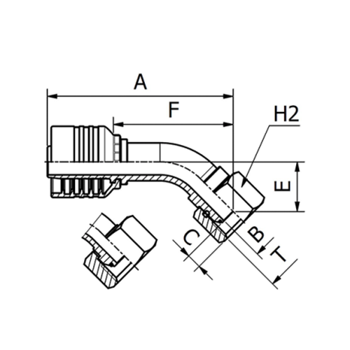 Terminal OPK 45° Fêmea Gir. BSPP O’Ring 3