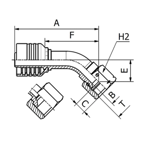 Terminal OPK 45° Fêmea Gir. JIC 37° 3