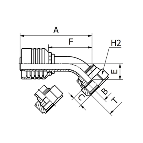Terminal OPK 45° Fêmea Gir. ORFS 3