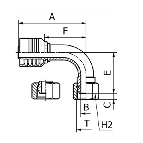 Terminal OPK 90° Fêmea Gir. BSPP 60° 3