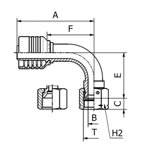 Terminal OPK 90° Fêmea Gir. JIC 37° 3