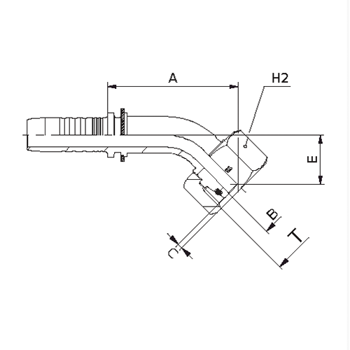 Terminal Prensado 45° Fêmea DKO – Cone 24° – Série Leve 2
