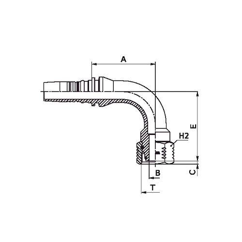 Terminal Prensado 90° Fêmea DKO 2
