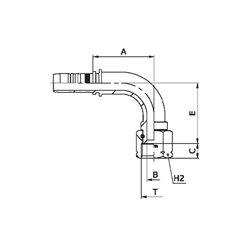 Terminal Prensado 90° Fêmea Giratória JIC 37°