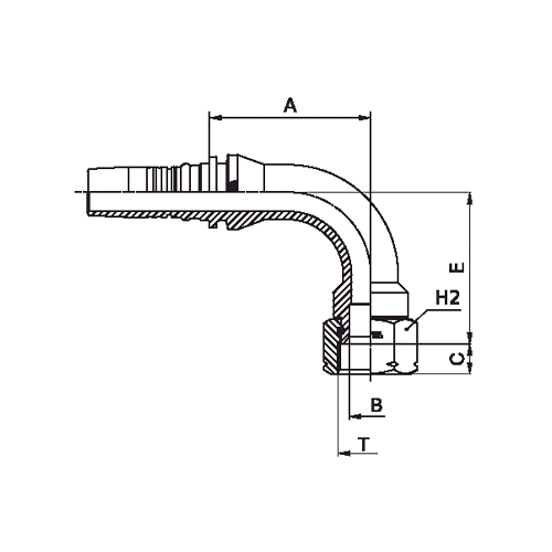 Terminal Prensado 90° Fêmea Giratória JIC 37° Interlock Plus 2