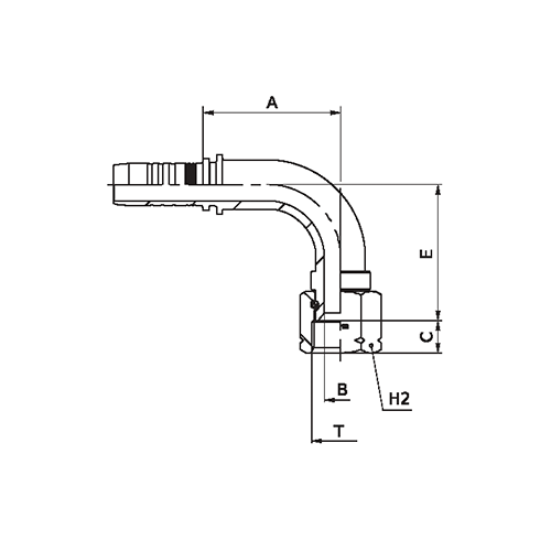 Terminal Prensado 90° Fêmea UNF 45° 2