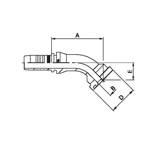 Terminal Prensado Flange 45° (6000 PSI) 2