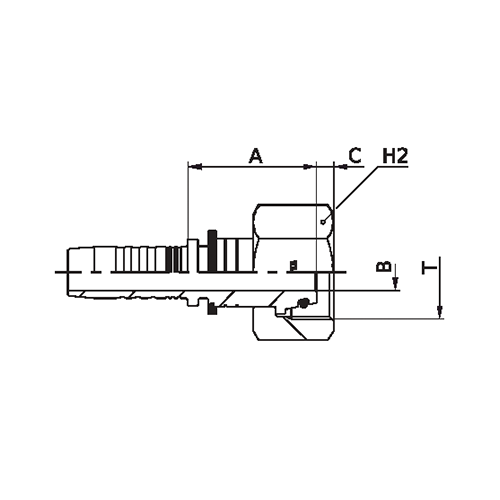 Terminal Prensado Reto Fêmea DKO – Cone 24° – Série Pesada 2