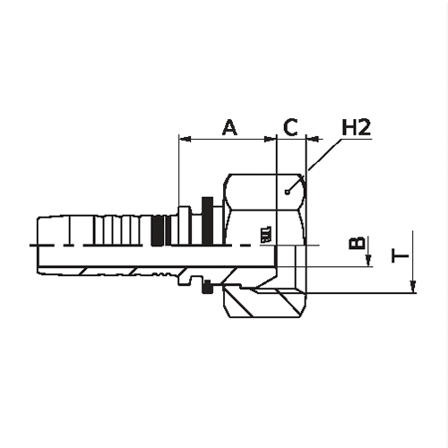 Terminal Prensado Reto Fêmea Giratória BSPP Boleado 2