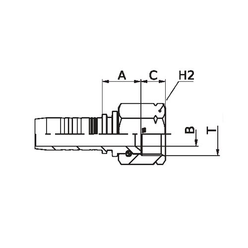 Terminal Prensado Reto Fêmea Giratória JIC 37° 2