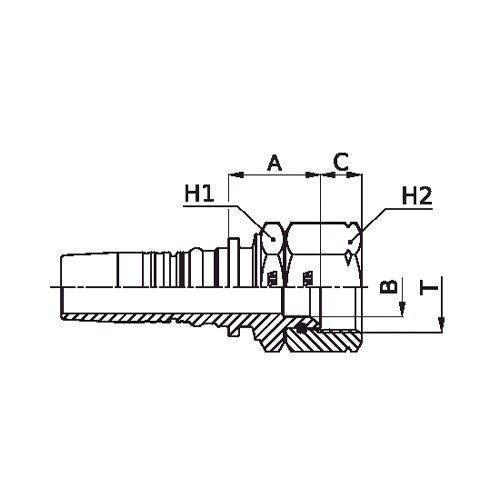 Terminal Prensado Reto Fêmea Giratória JIC 37° Interlock Plus