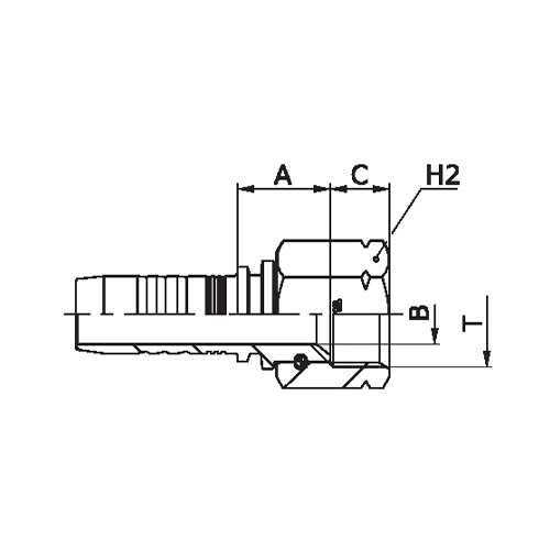 Terminal Prensado Reto Fêmea SAE 45° 2